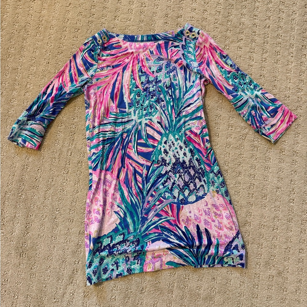 Lilly Pulitzer Pink and Blue Tropical Kids Dress